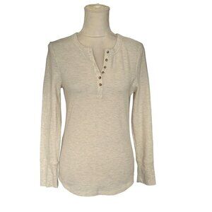 Black Tape Henley Top Thermal Sz M Cotton Blend V Neck Basic Layering Piece